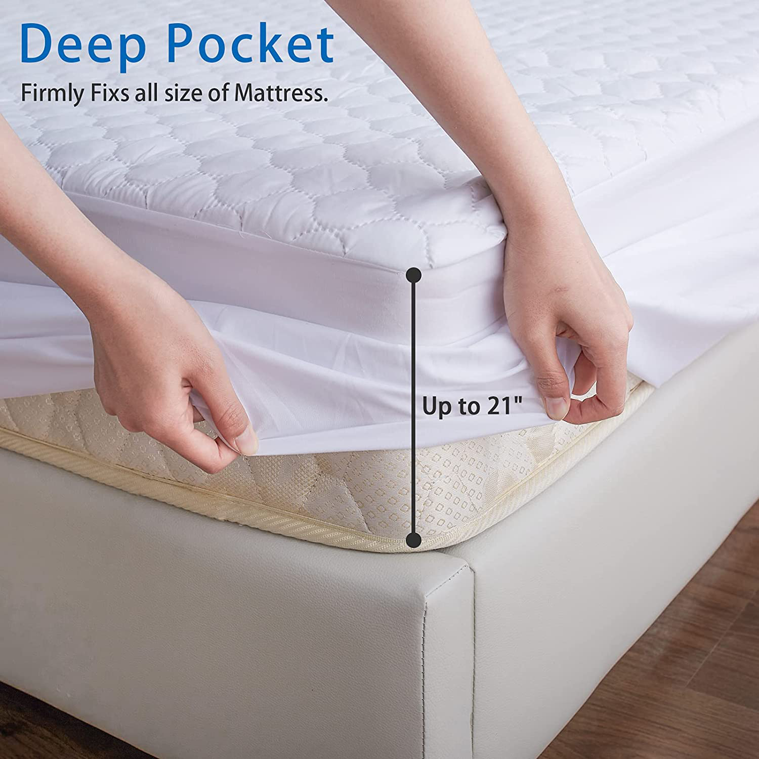 Waterproof Mattress Pad Twin Size, Breathable Mattress Cover Noiseless Mattress Topper Protector Quilted Fitted Up to 21" Deep, 39x75 Inches