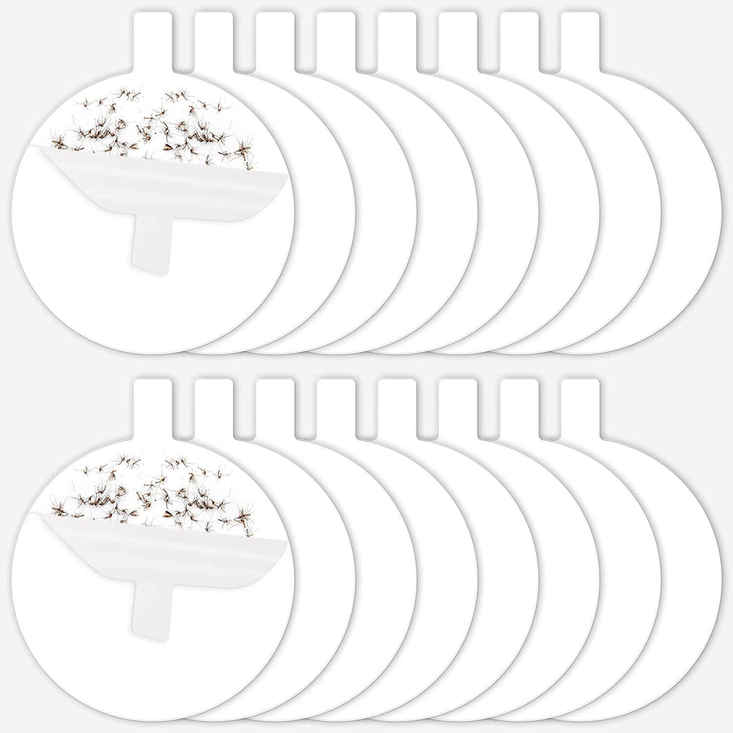 4.33 in Sticky Glue Board Refill Fits Multiple Models of Mosquito Lamps, 16 Pack Indoor Insect Trap Refills for Fruit Fly Traps, Replacement Sticky Trap Refill Discs with Long Handle Simple to Use