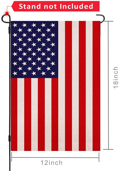 American Flag Double Sided American Flag Garden Flag Thick Weatherproof Burlap 4Th of July Garden Flag ​US Garden Flag Perfect Decor for Outdoor Yard Porch Patio Farmhouse Lawn, 12 X 18 Inch