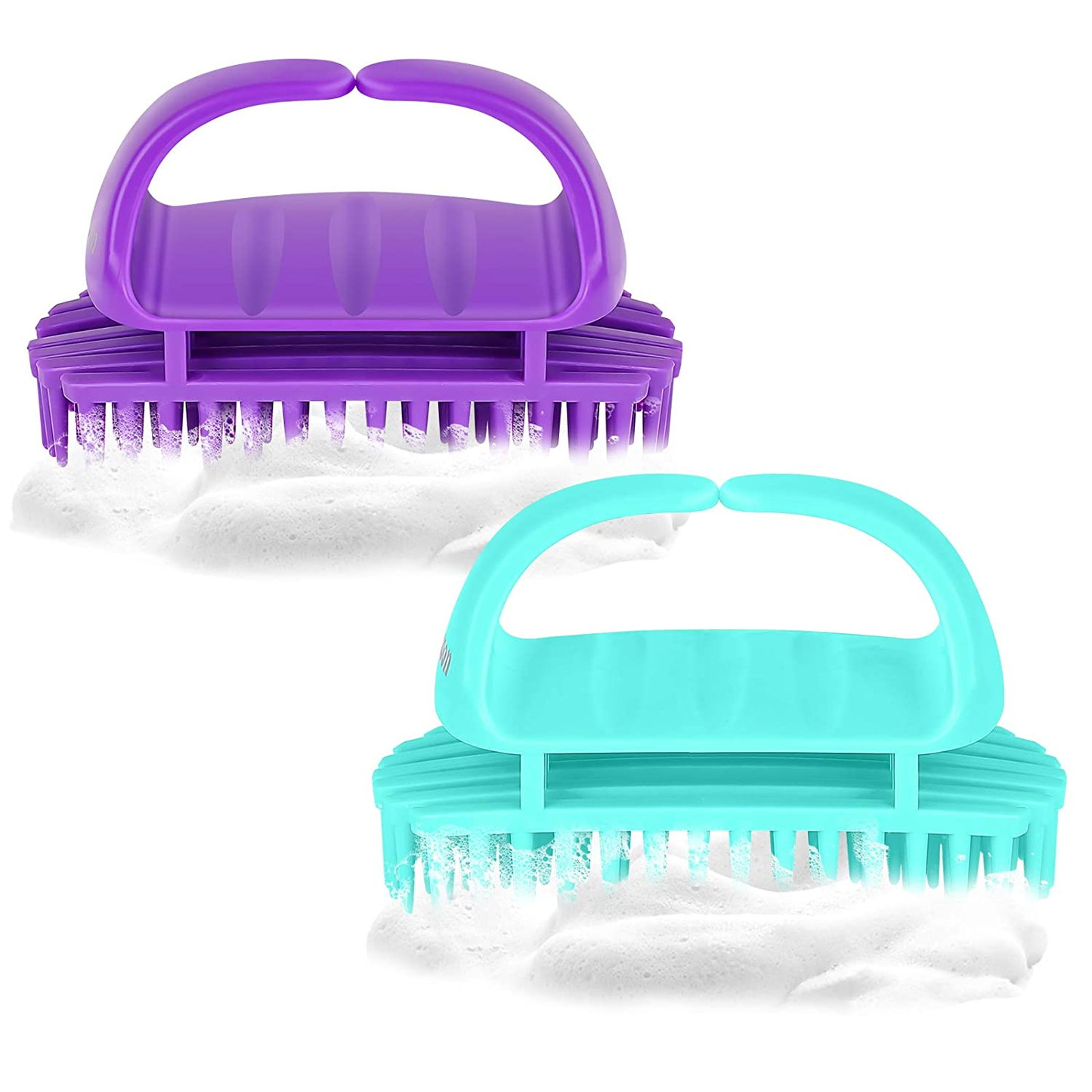 2 Pack Scalp Massager Shampoo Brush, Soft Comfortable Scalp Care Hair Brush for Women Men Kids Pets, Green & Purple