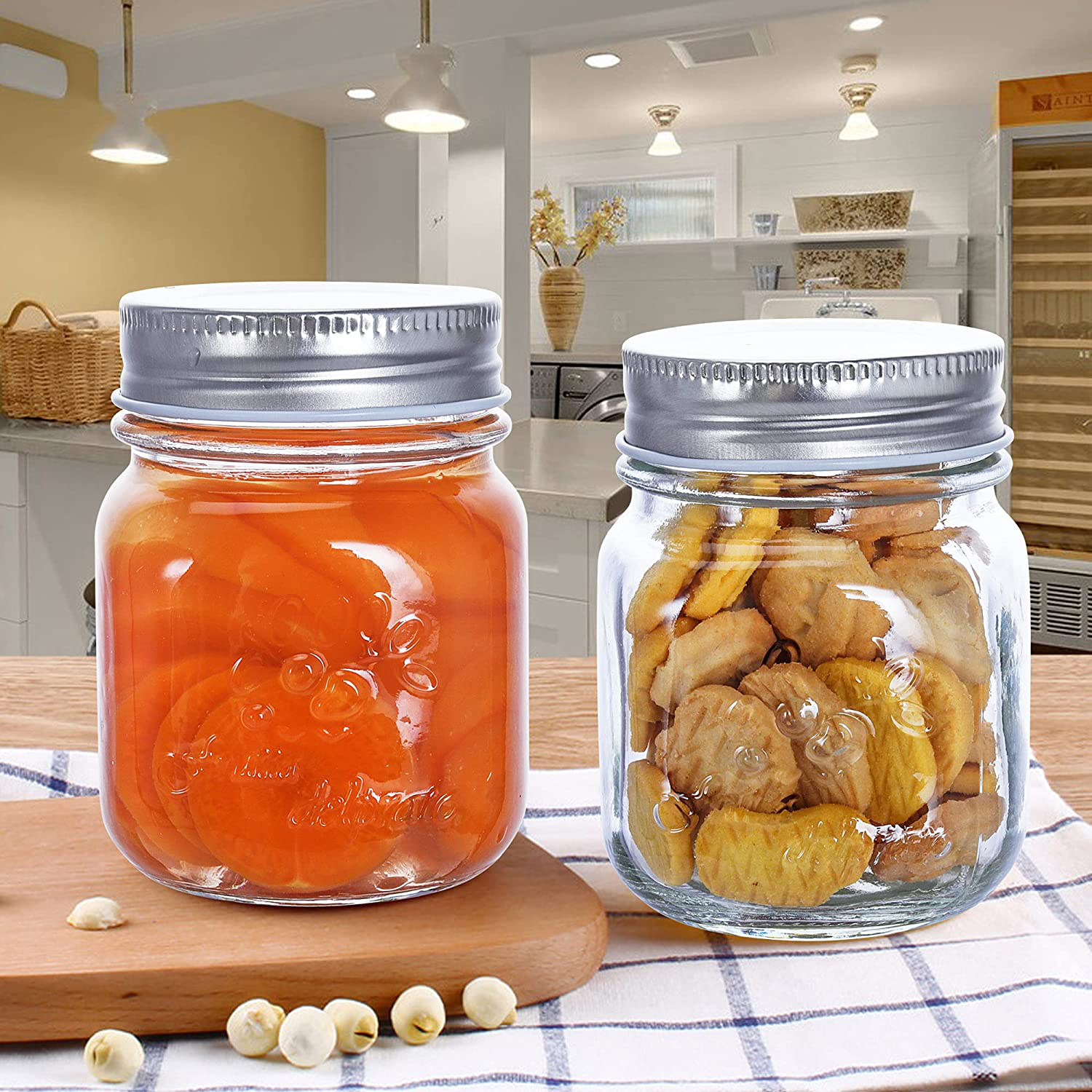 6oz Glass Jars With Lids,Spice Jars,Small Mason Jars Regular Mouth,Mini Canning Jars For Honey,Jam,Jelly,Baby Foods,Wedding Favor,Shower Favors, Set of 20