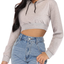 Cuihur Women's Casual Hoodies Sweatshirt Long Sleeve Crop Tops Hoodie Pullover Top