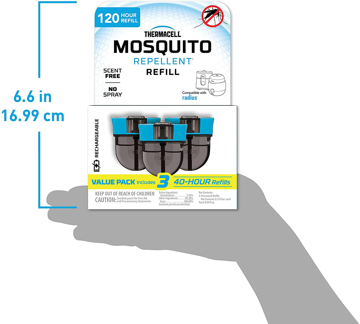 Thermacell Rechargeable Mosquito Repellent Refills; Advanced Formula Provides 20 Foot Protection Zone; Compatible with Thermacell E-Series & Radius Only; Highly Effective Mosquito Repellent
