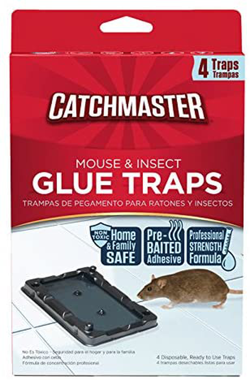 Catchmaster Mouse & Insect Professional Strength Glue Traps - Non Toxic - 4 Glue Trays