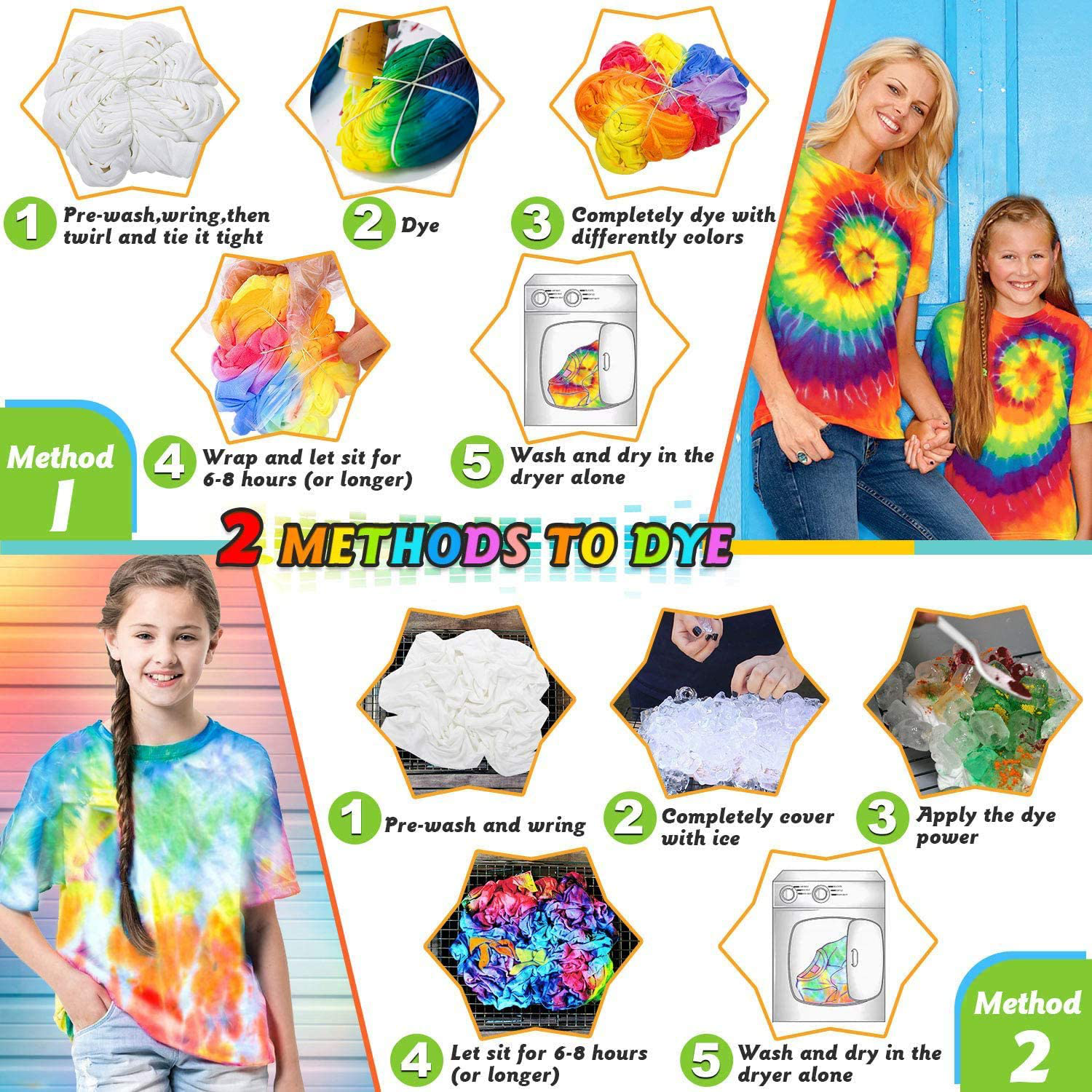 Tie Dye Kits One-Step Fabric Dye Art Party Set, DIY Gift, Textile, T-Shirt, Canvas for Adults, Women, Men, Artist, Kids(18 Colors)