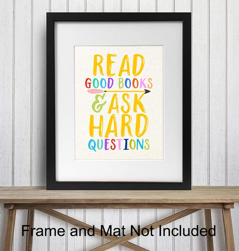 Kids Reading and Learning Wall Art Posters Print Set, Unique Motivational Decor for Kids Bedroom, Toddler and Child Room, Home School Classroom, Library - Gift for Teachers, Moms, Dads, 8x10 Photos