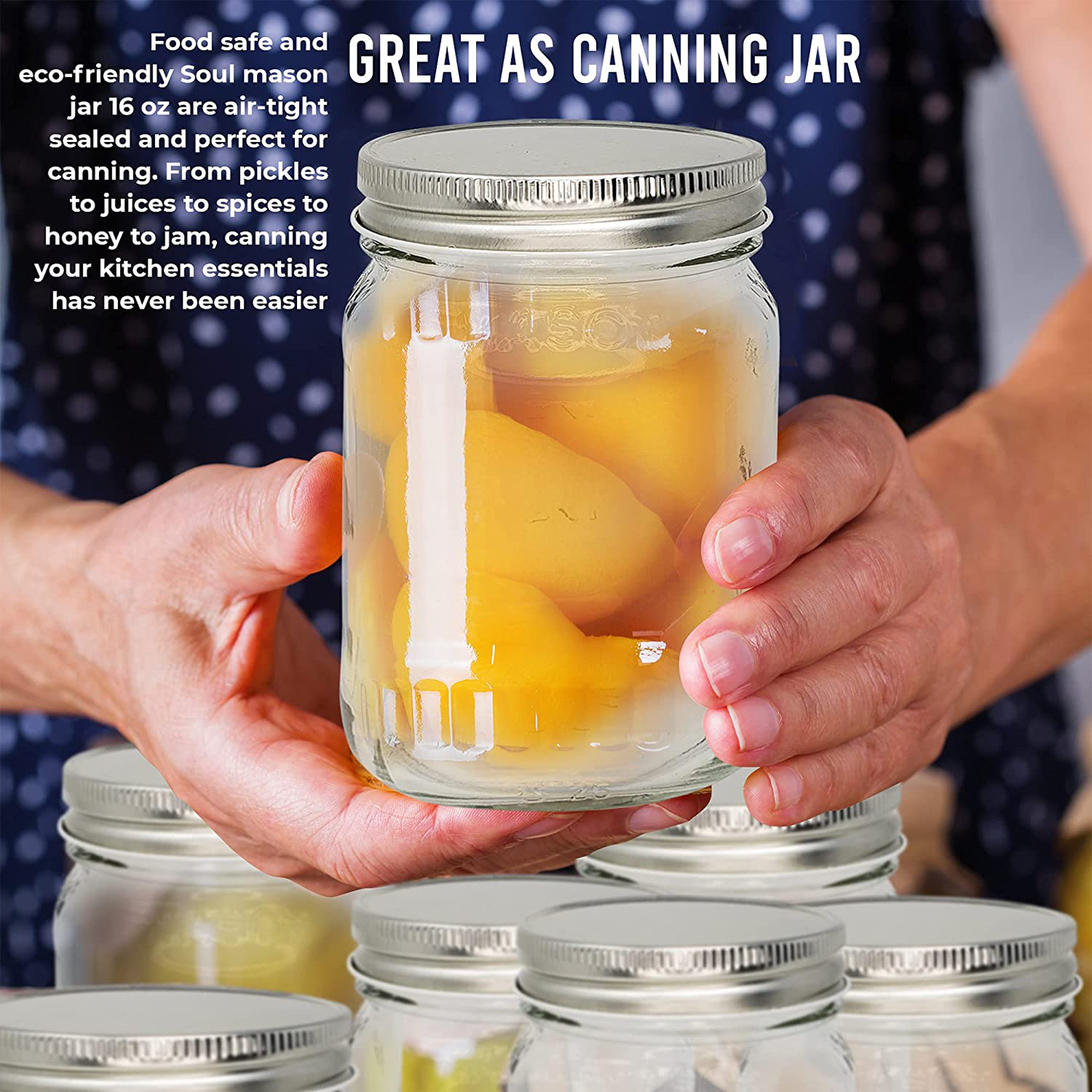 Cami Cami mason Jars 16oz (set of 4 pack) ,With Silver Metal Lids, Mason Jars, Ideal for Jam, Honey, Spices, Sauces, Baby Food, Favors, Candles, Desserts, Candies,Nuts, Crafts etc (set of 4 pack)