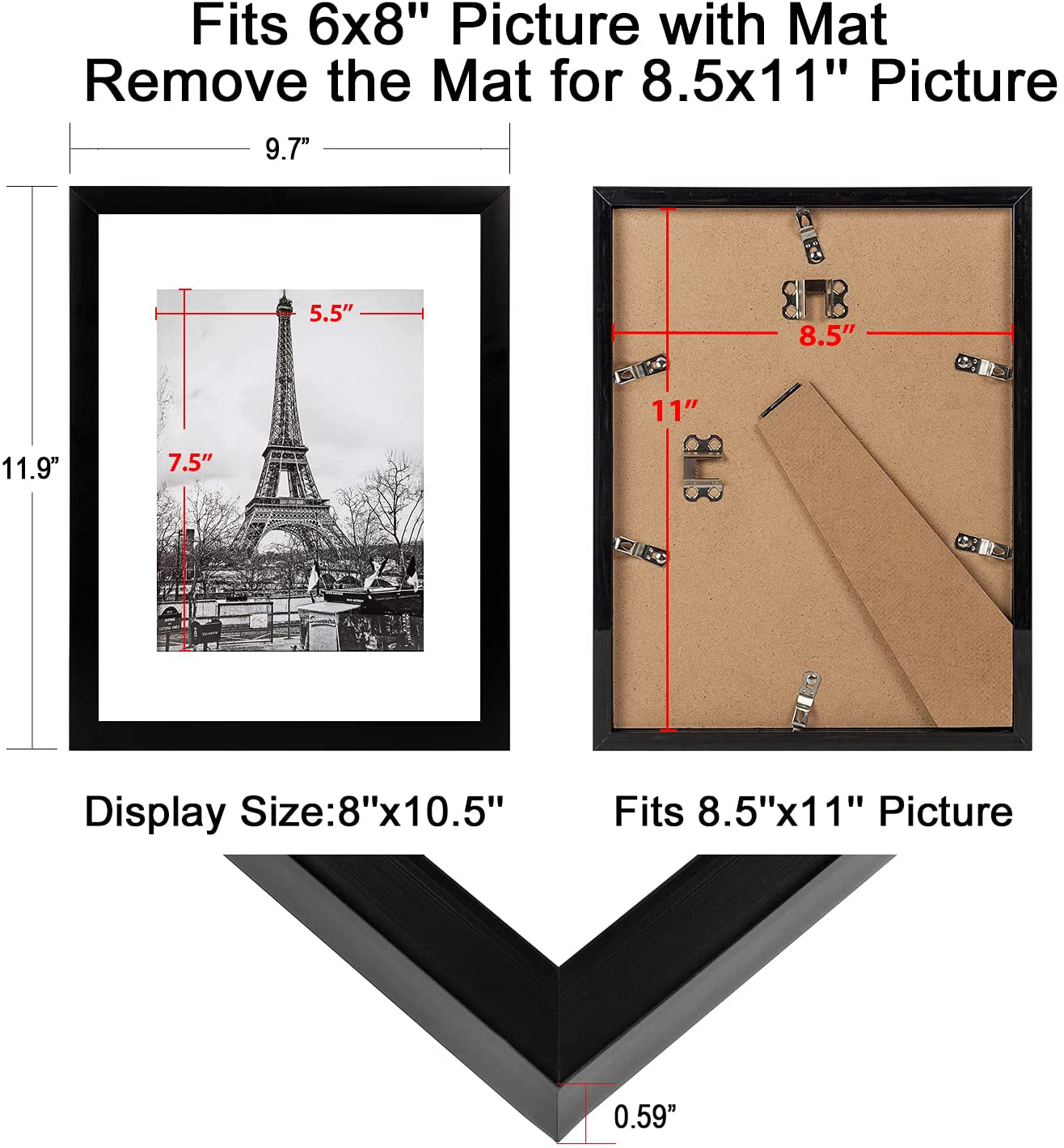 upsimples 8x10 Picture Frame Set of 10,Display Pictures 5x7 with Mat or 8x10 Without Mat,Multi Photo Frames Collage for Wall or Tabletop Display,Light Grey
