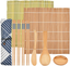 Sushi Making Kit for Beginners, Sushi Maker Kit, Bamboo Mat Sushi, Including 2 Sushi Rolling Mats, 5 Pairs of Chopsticks, 1 Wooden Spoon, 1 Sushi Knife, 1 Sushi Bowls, Beginner Sushi Kit