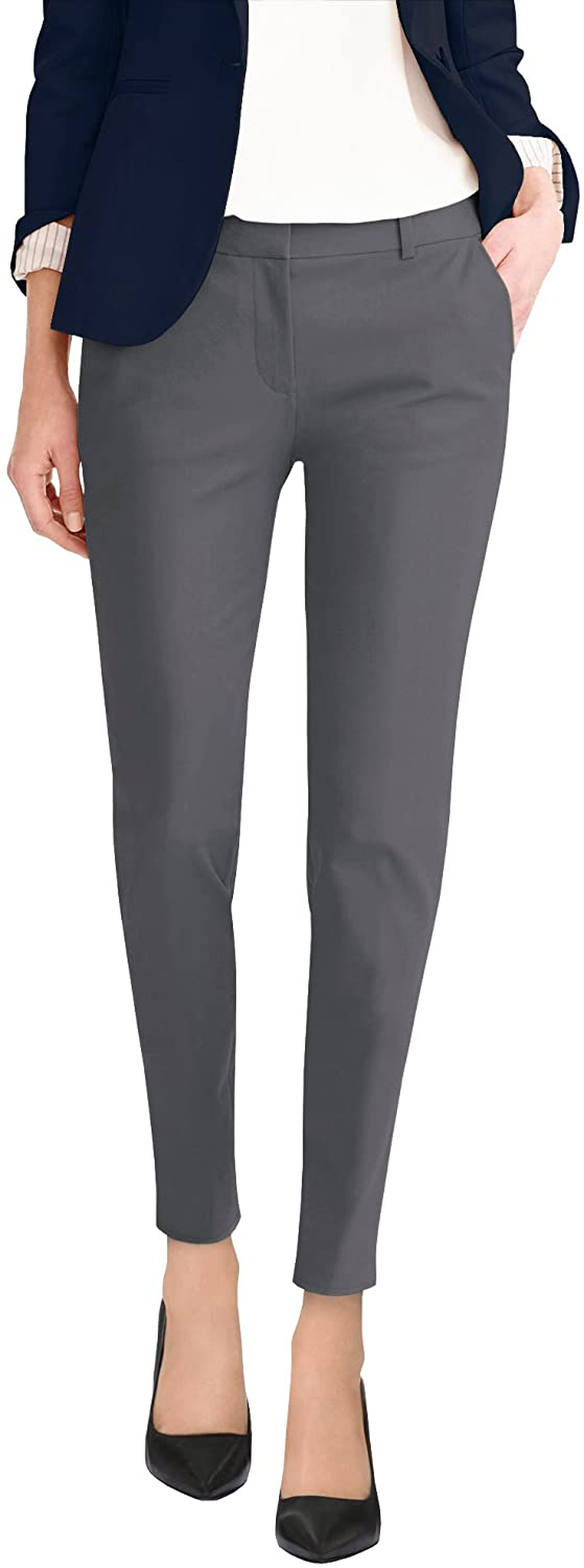 Hybrid & Company Womens Super Comfy Flat Front Stretch Trousers Pants