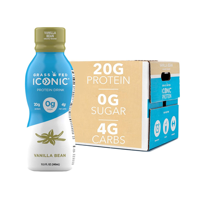 ICONIC Low Carb High Protein Drinks, Bean, Vanilla, 11.5 Fl Oz (Pack of 12)