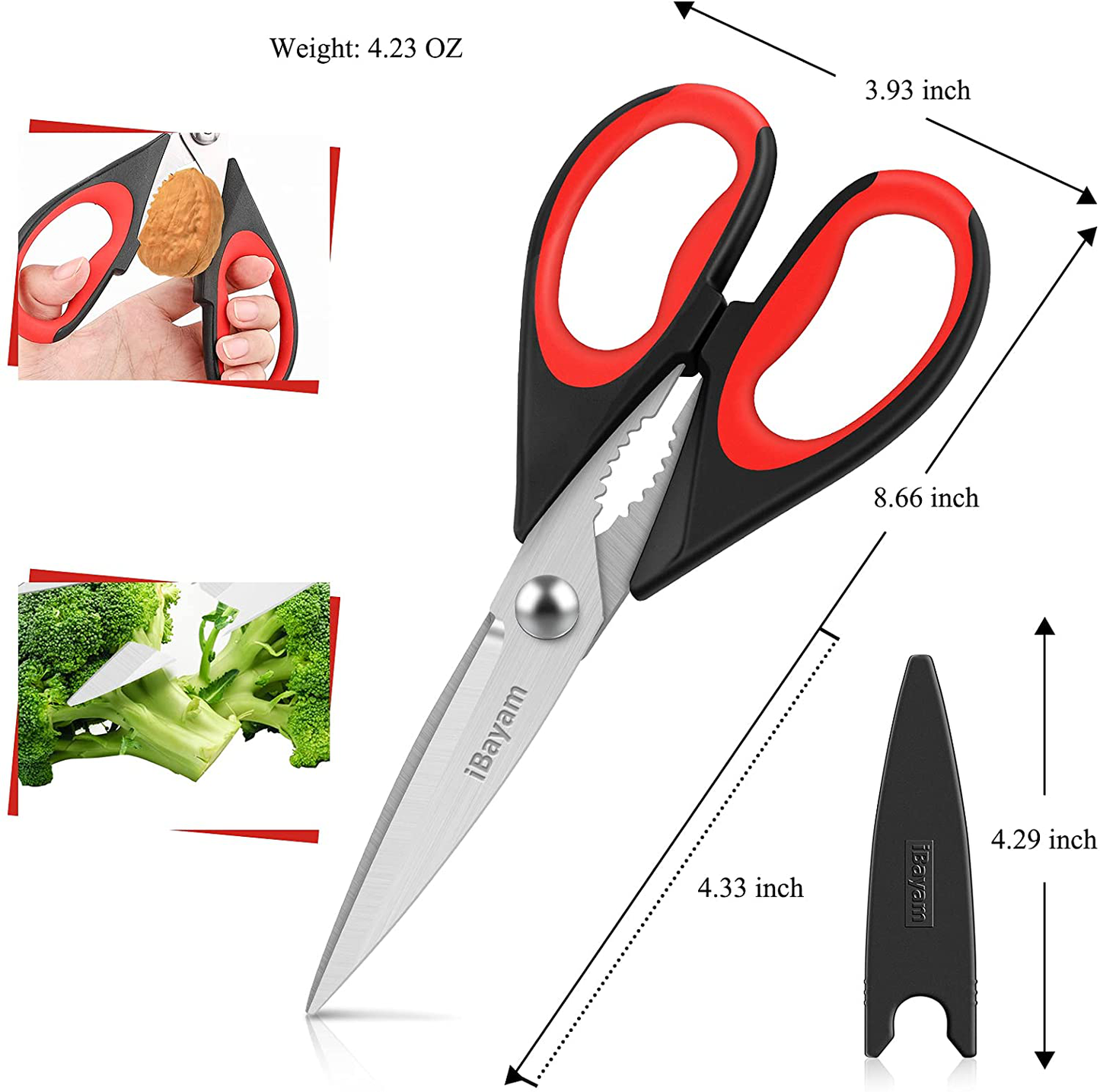 Kitchen Shears, iBayam 2-Pack Kitchen Scissors Heavy Duty Meat Scissors, Dishwasher Safe Cooking Scissors, Multipurpose Stainless Steel Sharp Utility Food Scissors for Chicken, Poultry, Fish, Herbs