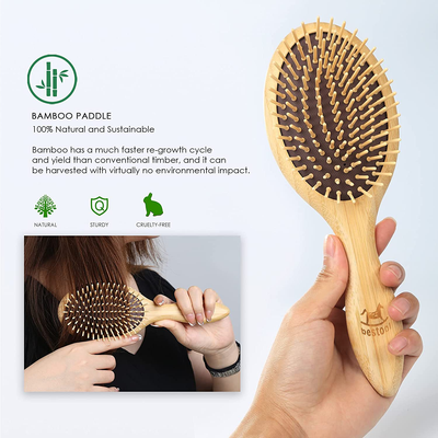 BESTOOL Hair Brushes for Women Men Kid, Bamboo Detangling Brush & Wide Teeth Comb for Thick Fine Curly Hair, Everyday Hairbrush, Enhance Shine, Massage Scalp, Anti-Static