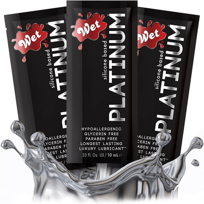 Wet Luxury Collection Silicone, Water & Hybrid Based Sex Lube Premium Personal Luxury Lubricant for Men Women and Couples, Hypoallergenic Paraben Free (Silicone Based - Platinum, Sample 3 Pack)