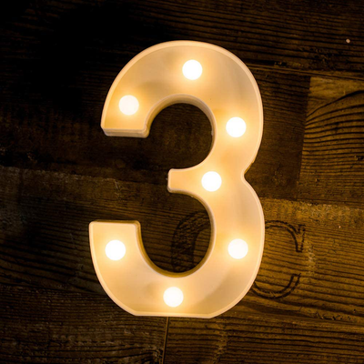 Foaky Decorative Led Light Up Number, Light Up Number Sign for Night Light Wedding Birthday Party Christmas Home Bar Decoration Number(3)