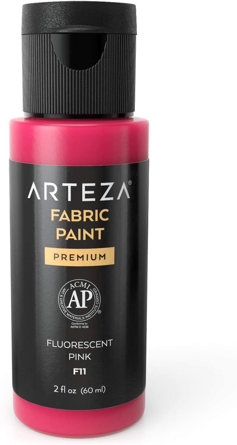 Arteza Metallic Fabric Paint Permanent Colors, Washer & Dryer Safe, Textile Paint for Clothes, T-Shirts, Jeans, Bags, Shoes, DIY Projects & Canvas