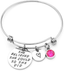 LIUANAN She Believed She Could so She Did Expandable Bangle Birthstone Charm Stainless Steel Cuff Bracelet