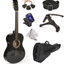 30" Wood Guitar with Case and Accessories for Kids/Girls/Boys/Beginners (Black)