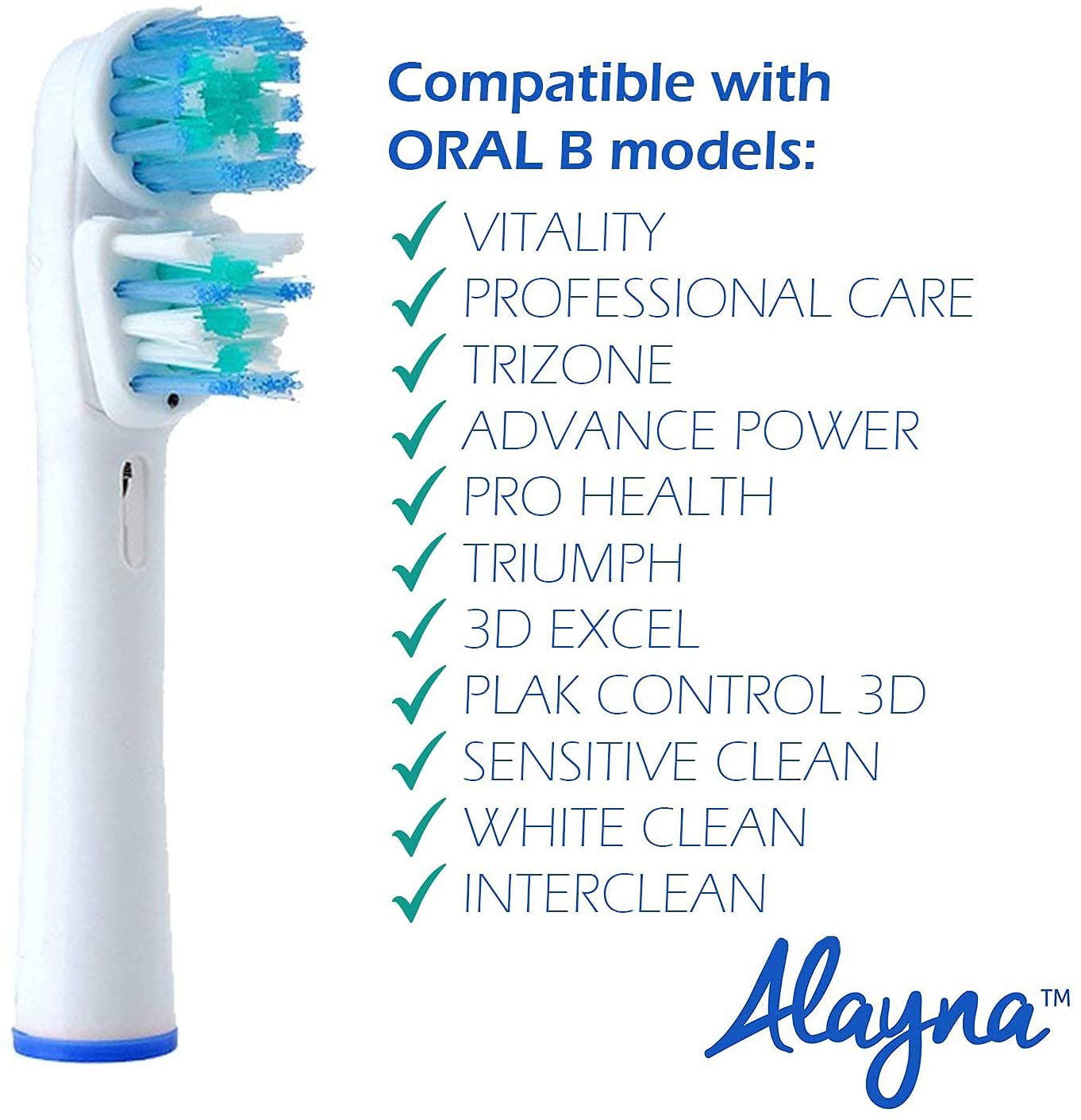 Replacement Brush Heads Compatible With Oral B- Double Clean Design Fits Oralb Pro 7000, 1000, 8000, 9000, 1500, 5000, Kids, Vitality & More!