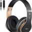 6S Wireless Bluetooth Headphones over Ear, Hi-Fi Stereo Foldable Wireless Stereo Headsets Earbuds with Built-In Mic, Volume Control, FM for Phone/Pc (Black & Gold)