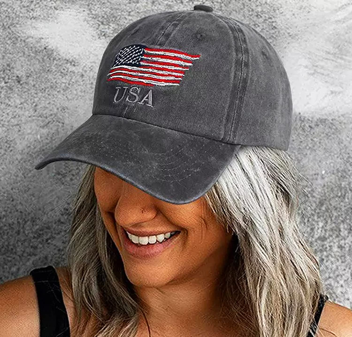 IZUS Women Men American-Flag Baseball-Cap Distressed Cotton Dad Hat Embroidered for Unisex American Independence Day