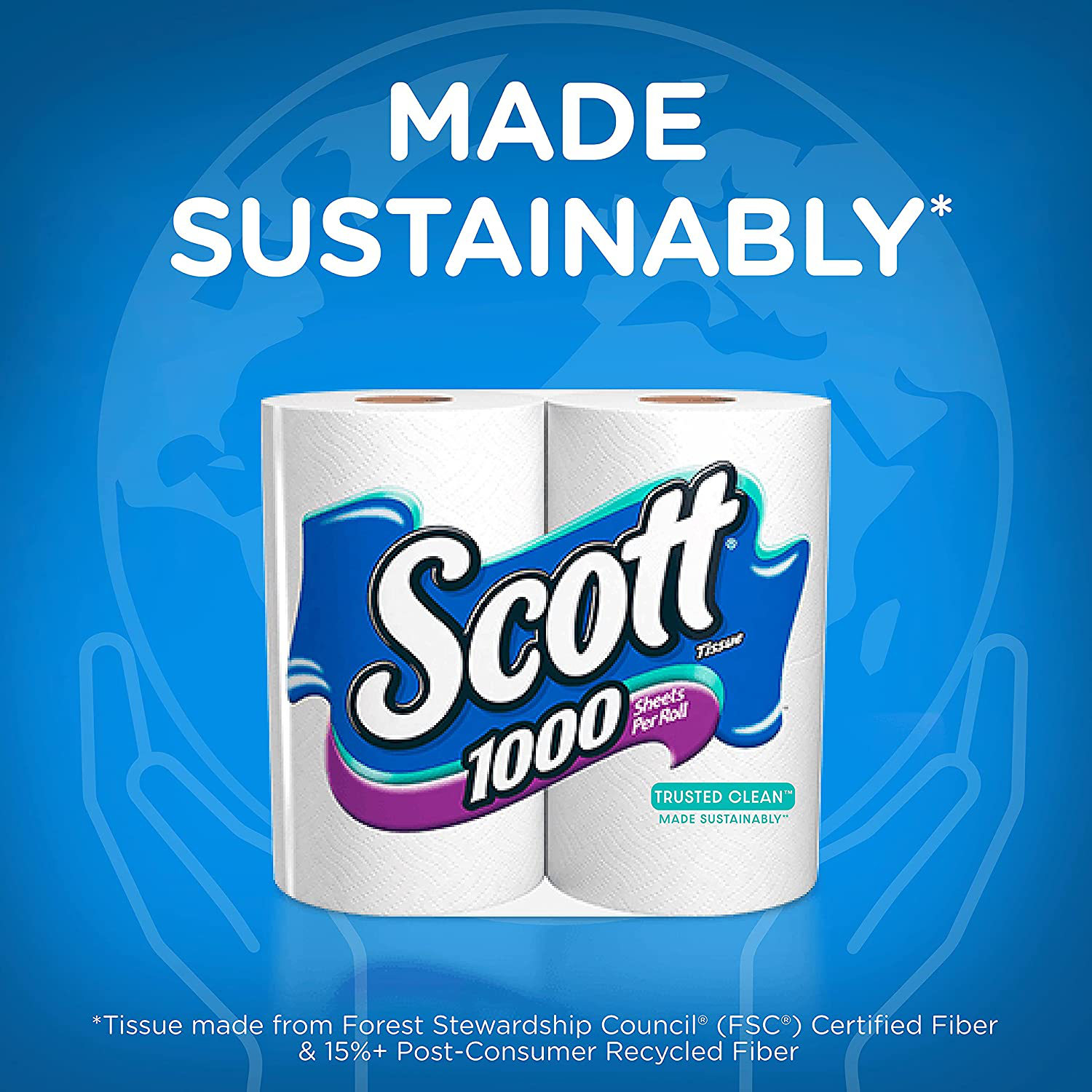 Scott 1000 Trusted Clean Toilet Paper, 32 Rolls, 1000 Sheets Per Roll, Bath Tissue