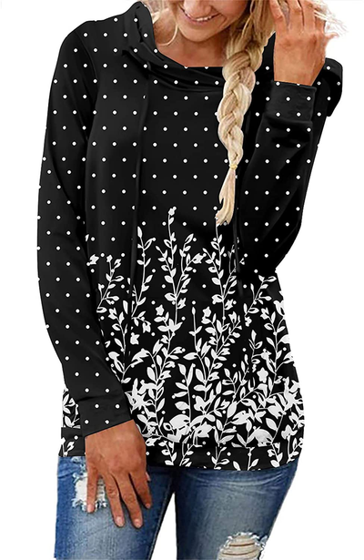 onlypuff Womens Fashion Hoodie Sweatshirt Floral Hoodies Casual Kangaroo Pocket Tunic Tops