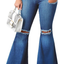 Bell Bottom Jeans for Women Elastic Skinny Ripped Hole Classic Denim Pants