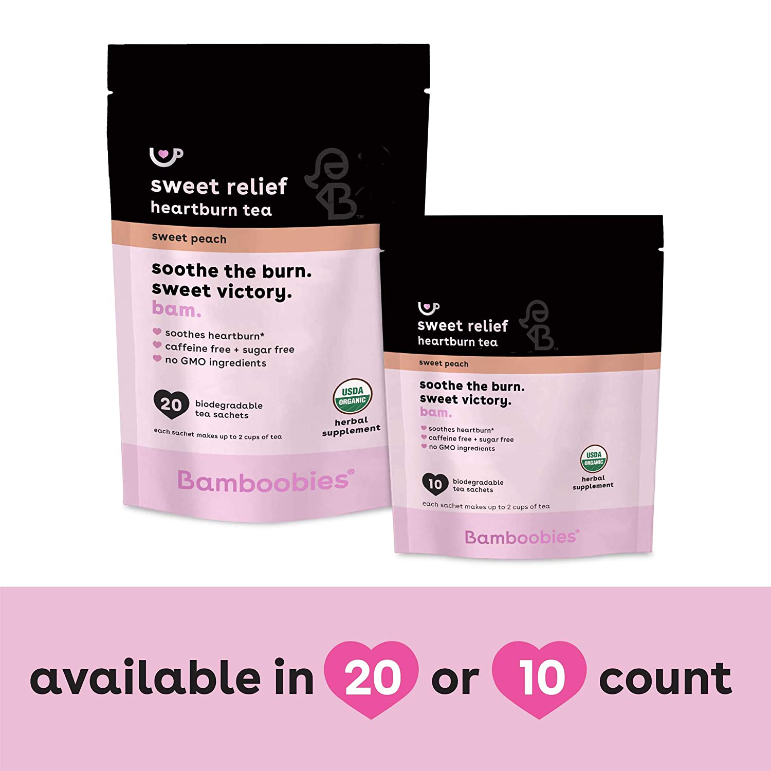 Bamboobies Women's Postpartum Tea, Black Cherry, Helps Balance Hormones and Mood, Organic, Non GMO, Caffeine Free, and Sugar Free, 20 Tea Bags