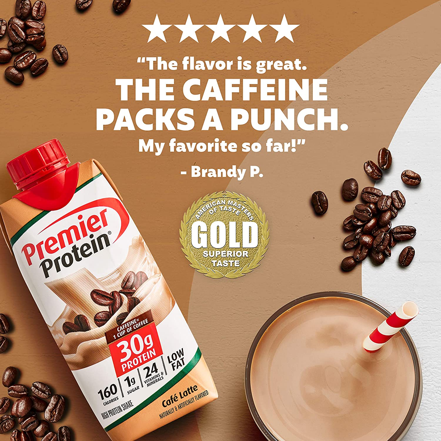 Premier Protein Shake, Café Latte, 30G Protein, 1G Sugar, 24 Vitamins & Minerals, Nutrients to Support Immune Health, 11 Fl Oz, 4 Count