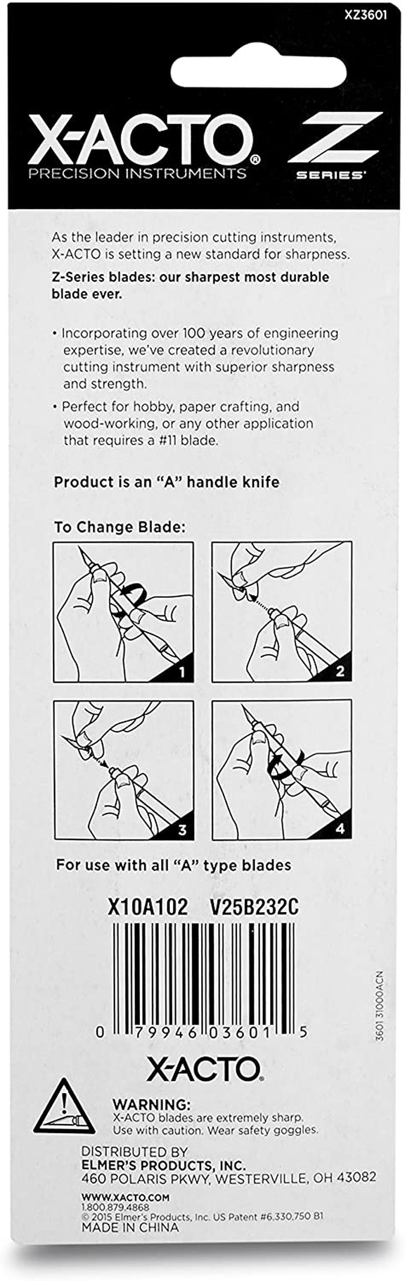 X-Acto No 1 Precision Knife | Z-Series, Craft Knife, with Safety Cap, #11 Fine Point Blade, Easy-Change Blade System