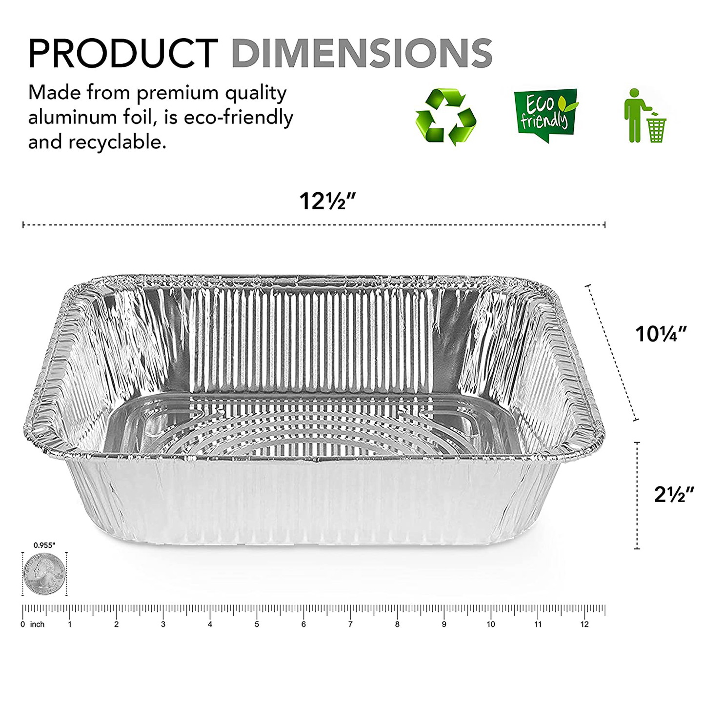 Aluminum Pans 9x13 Disposable Foil Pans (30 Pack) - Half Size Steam Table Deep Pans - Tin Foil Pans Great for Cooking, Heating, Storing, Prepping Food