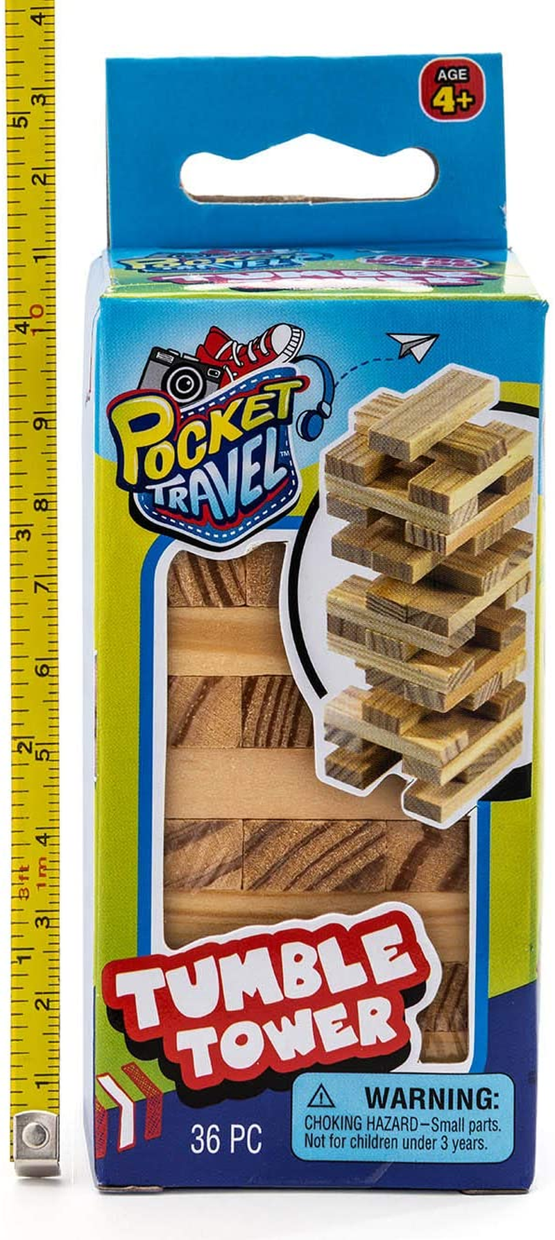 Real Wood Mini Tumble Tower Classic Game, Travel Size 4 Inch by JARU. Tumbling Tower of Classic Toys Games Party Favors Toy Mini Board Games for Kids and Adults 3276-1A