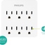 6-Outlet Extender Surge Protector, 3-Prong, Wall Adapter Plug, Space Saving Design, 1020J, UL Listed, White