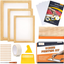Caydo 23 Pieces Screen Printing Starter kit Include 3 Different Size of Wood Silk Screen Printing Frame with Mesh, Screen Printing Squeegees, Inkjet Transparency Film, Ink Knife, and Mask Tape