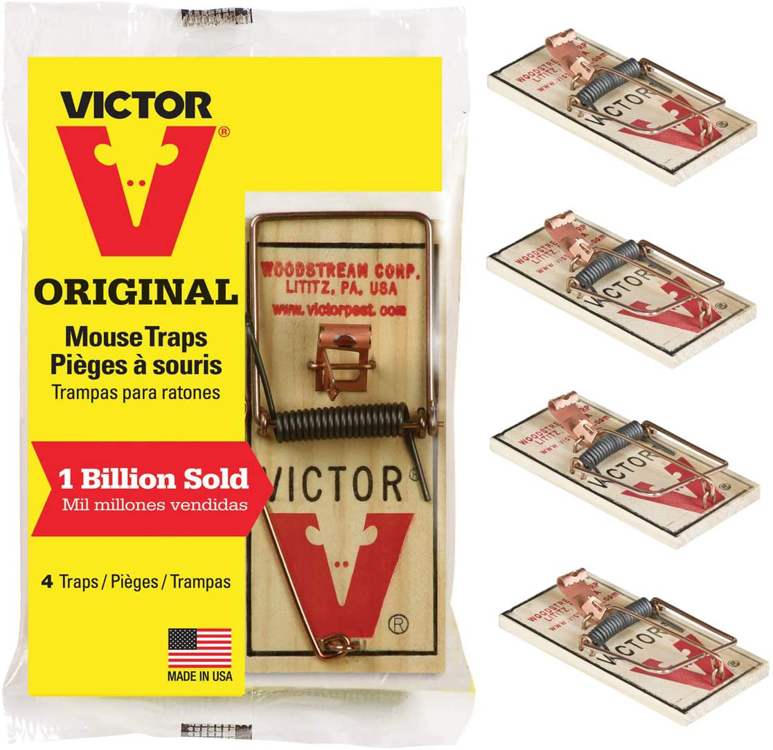 Victor Metal Pedal Mouse Trap, Pack of 4 - M154 Wood Mouse Trap