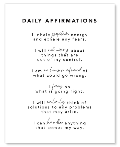 Inspirational Wall Art Affirmations Poster - Motivational Positive Self Love Quotes - Decor for Office Desk, Bedroom Teens Girls Women - 8x10 - Unframed