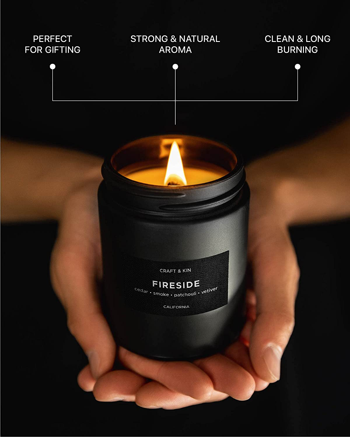 Scented Candles for Men | Smokey Fireside Scented Candle | Soy Candles for Home Scented | Aromatherapy Candle Men Candles | Candle for Men Candles | Long Lasting Candles Masculine Candle in Black Jar