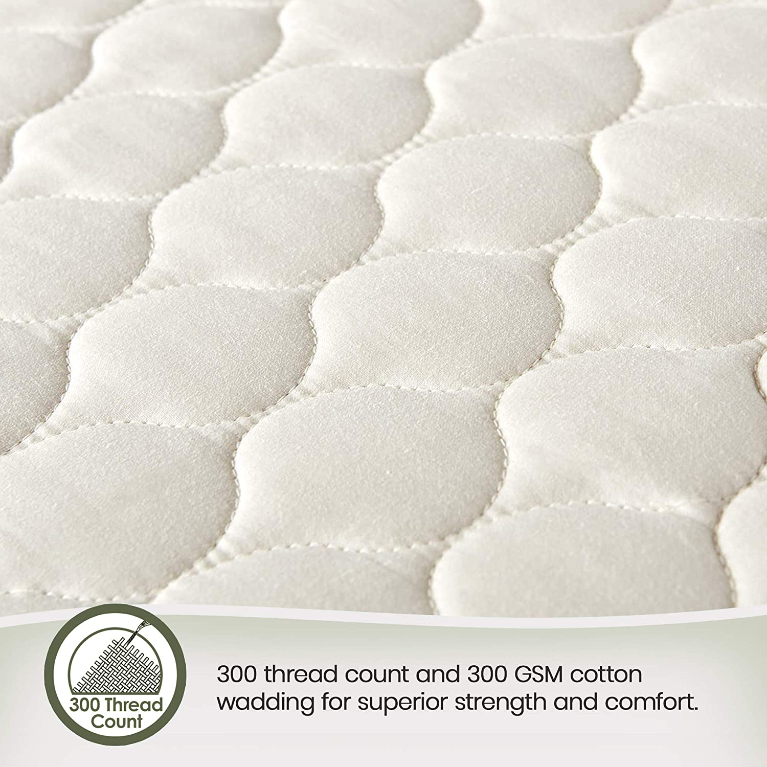 Whisper Organics 100% Organic Cotton Quilted Mattress Cover, 17" Deep - GOTS Certified (King)