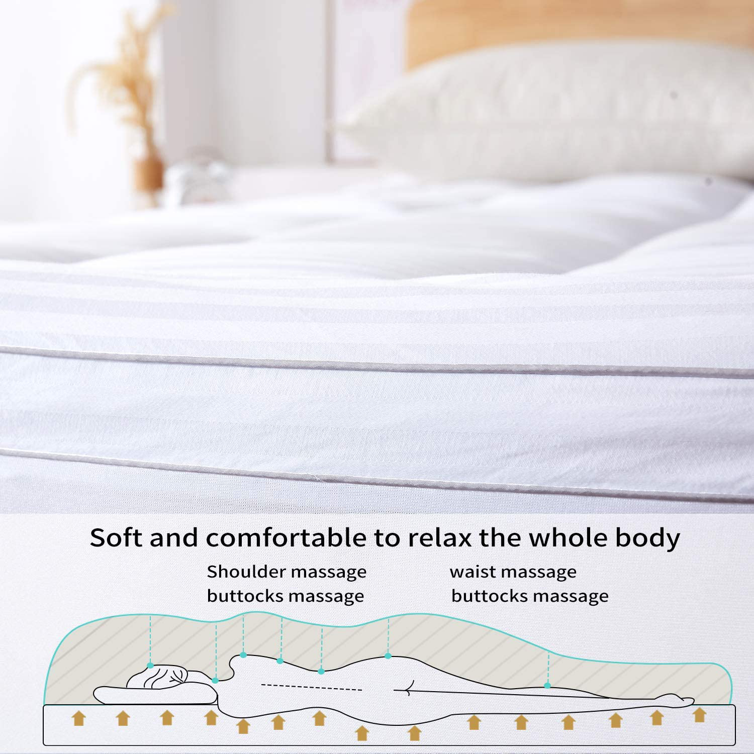WhatsBedding 2 Inch Thick Mattress Topper with 400T 100% Cotton Cover, Cal-King Mattress Pad with Down Alternative Filled (8-21" Fitted Deep Pocket)