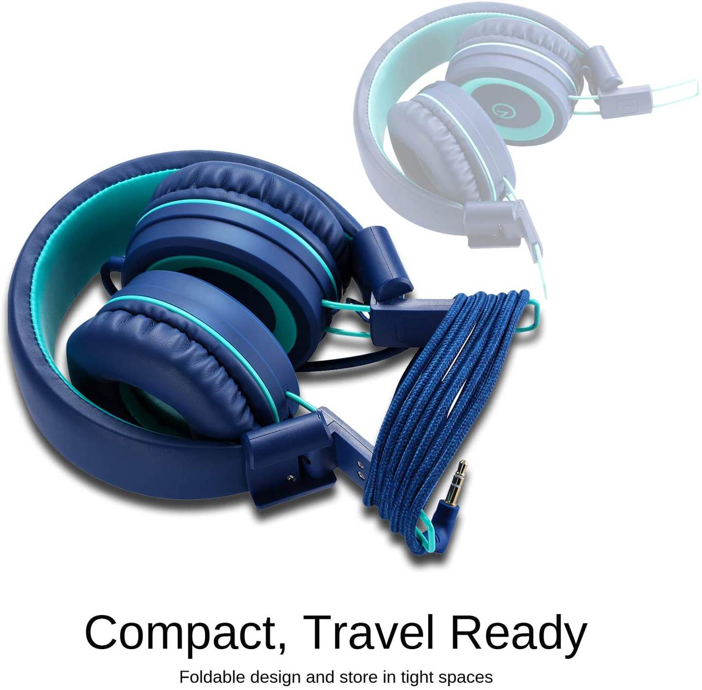 Kids Headphones Foldable Stereo Tangle-Free 3.5mm Jack Wired Cord On-Ear Headset