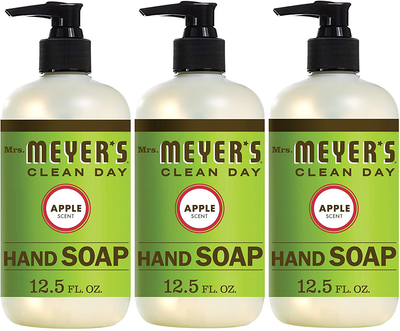 Mrs. Meyer's Clean Day Liquid Hand Soap, Cruelty Free and Biodegradable Hand Wash Formula Made with Essential Oils, Apple Scent, 12.5 oz - Pack of 3