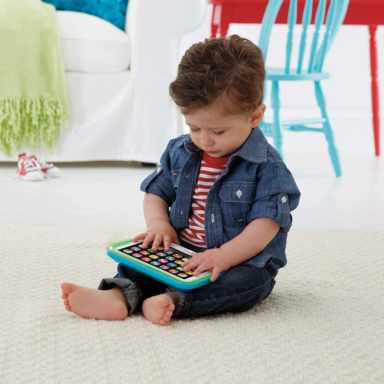 Fisher-Price Laugh & Learn Smart Stages Tablet, Blue, Musical Toy with Lights, Sounds and Learning Content for Infants and Toddlers