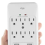 6-Outlet Surge Protector, 2 USB Ports, 3.4A USB Output, 980 Joules, White