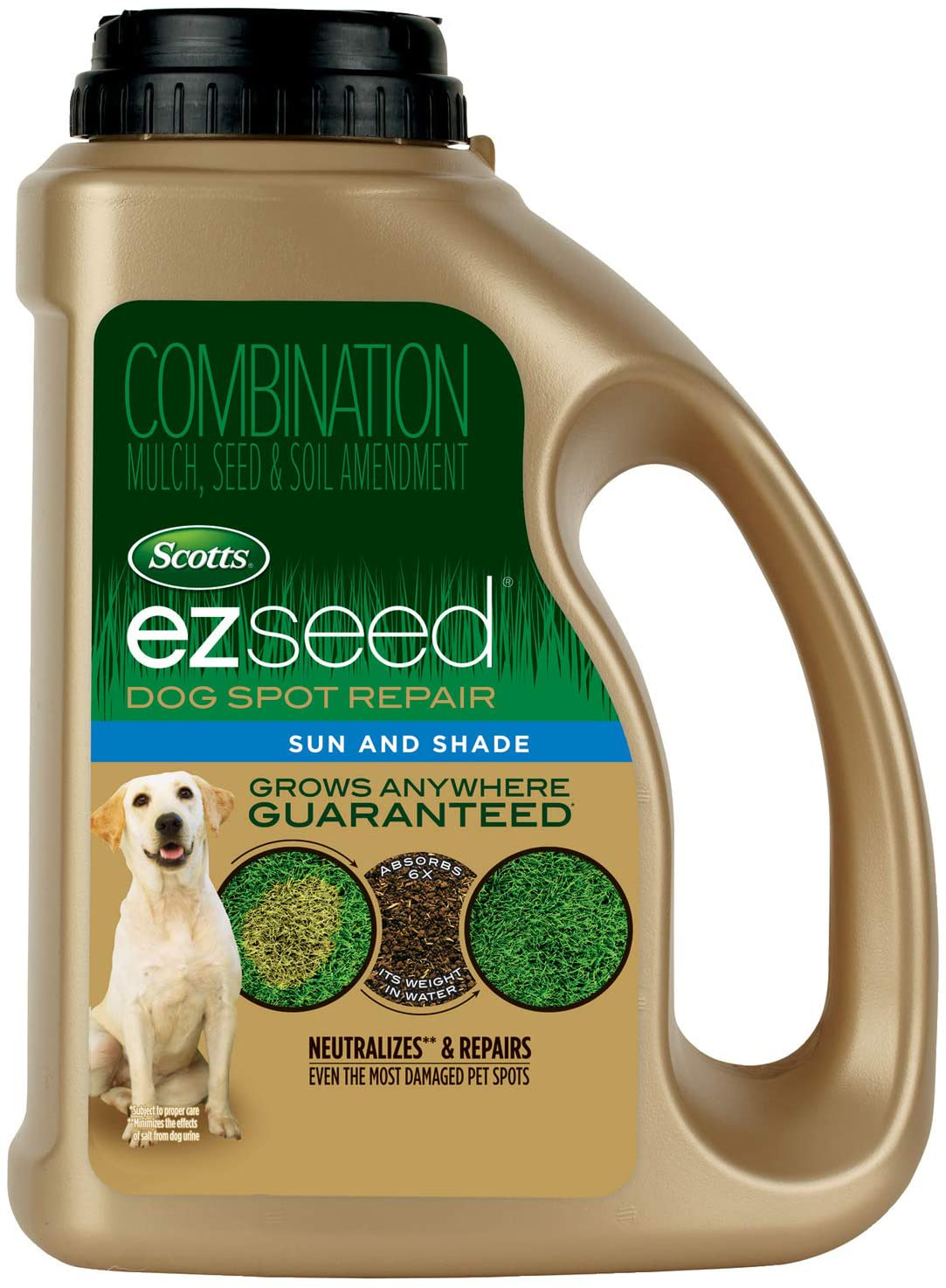 Scotts EZ Seed Dog Spot Repair Sun and Shade - 2 Lb., Mulch, Seed and Soil Amendment with Protectant and Tackifier, Repairs Pet Spots