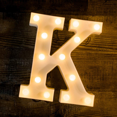 Foaky LED Letter Lights Sign Light Up Letters Sign for Night Light Wedding/Birthday Party Battery Powered Christmas Lamp Home Bar Decoration(K)