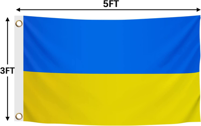 2 Pack 3X5 Ft Ukraine Flags, Double Stitched Polyester with 2 Brass Grommets/Pcs,Outdoor Indoor Decoration Flag