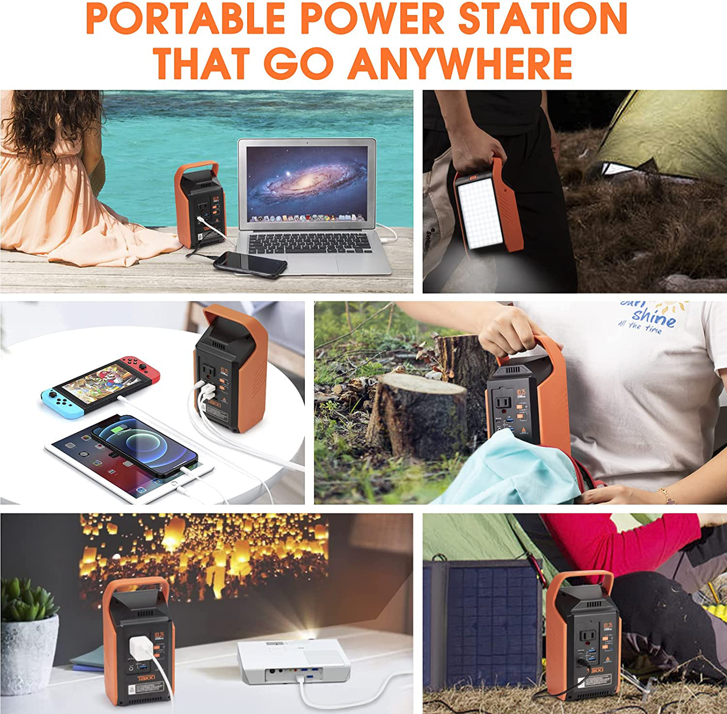 83Wh Portable Power Station, Solar Generator Power Bank with AC Battery Backup and Camping Lights for School, Camping, Home Use, Laptops, Fan Road Trip, Emergency Supplies(Solar Panel Not Included)