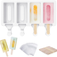 Ozera 2 Pack Popsicle Molds, 4 Cavities Homemade Silicone Popsicle Molds Easy Release Ice Pop Molds with 50 Wooden Sticks for DIY Ice Popsicle