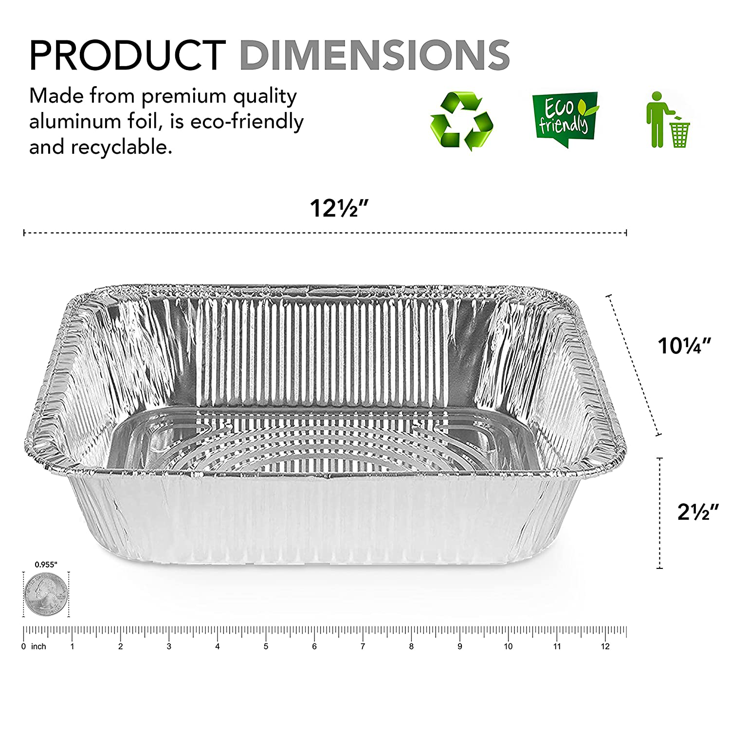 Foil Pans with Lids - 9x13 Aluminum Pans with Covers - 25 Foil Pans and 25 Foil Lids - Disposable Food Containers Great for Baking, Cooking, Heating, Storing, Prepping Food